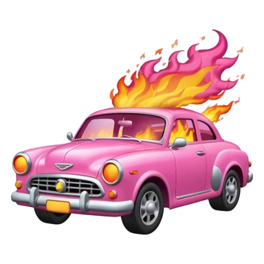 Pink car on fire sticker