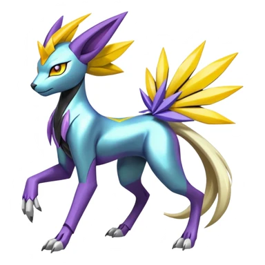 Colorful Futuristic Meloetta-Manectric-Solgaleo-Raikou-Pokémon-Digimon-Fakémon-fusion-hybrid-creature sticker