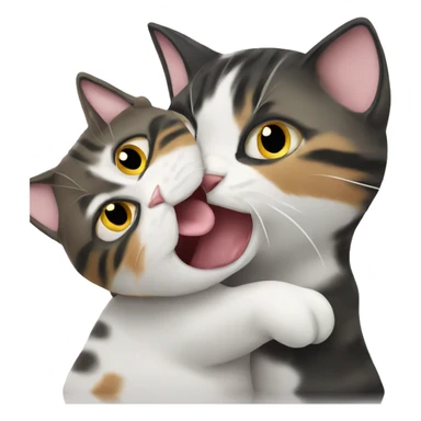 A cat biting another another cat's ear lobe sticker
