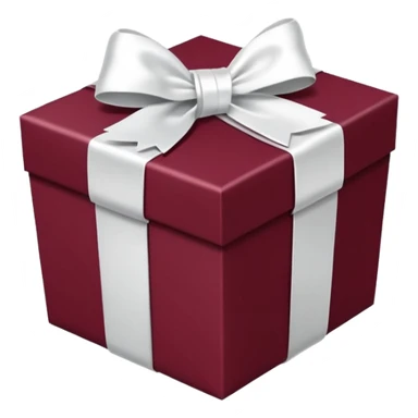 Maroon gift box with white wrapping sticker