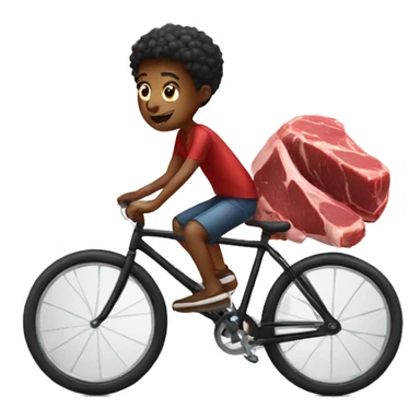 young black boy riding a (bicycle made of meat) sticker