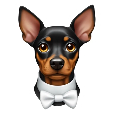 black brindle tan pinscher big ears white collar sticker