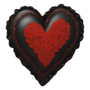 black leather heart with red lace overlay sticker