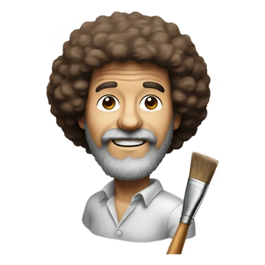 bob ross with a paintbrush thats covered in paint sticker