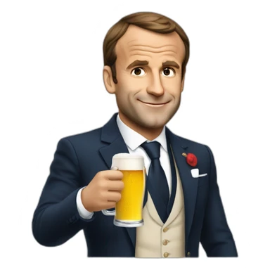 Macron qui tient une bière sticker