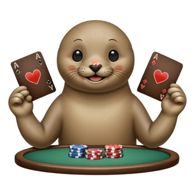 seal playing poker  sticker
