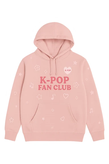 pink kpop fan club hoodie, cute and trendy sticker