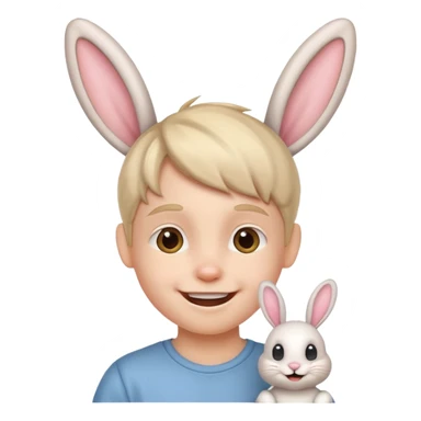 kid with bunny ears sticker