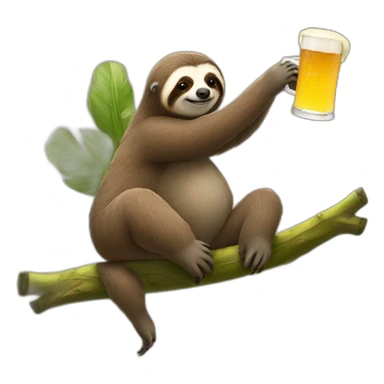 Sloth drinking beer while riding a flying caterpillar sticker