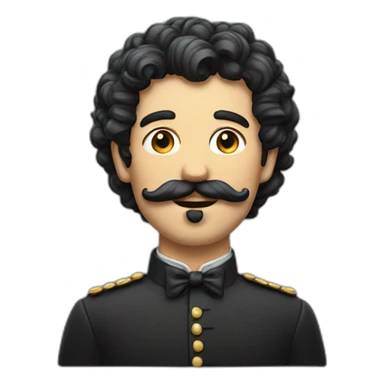 homme avec des cheuveux bouclée noir et une moustache sticker