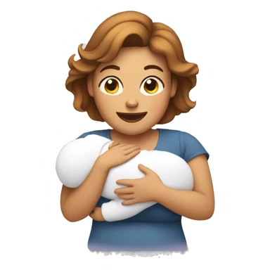 happy mom holding baby sticker