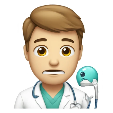 A dentist with sad reaction sticker