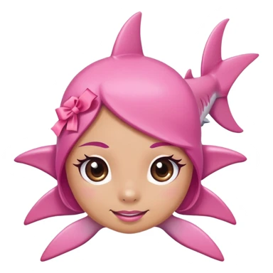 pink girl shark with long eyelashes and bow sticker