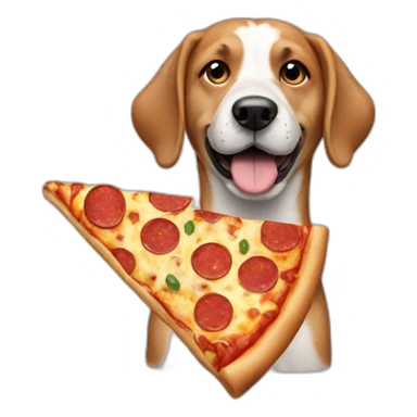 Dog with pizza sticker