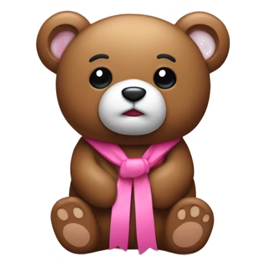 Un osito marrón con lazo rosa sticker