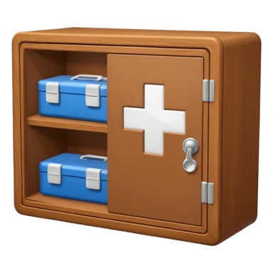 brown first aid cabinet front glass sticker