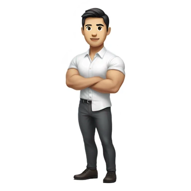 handsome asian young-ceo with white skintone wearing a white shirt with folded sleeves and big biceps  sticker