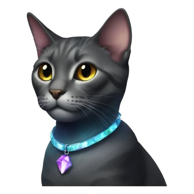 Cat wearing Dark iridescent crystal collar glowing sticker