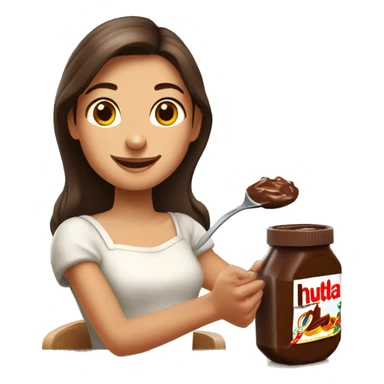 Une jeune femme châtain qui mange un pot de Nutella sticker