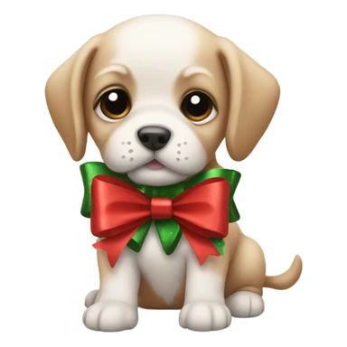 Puppy with Christmas bow sticker