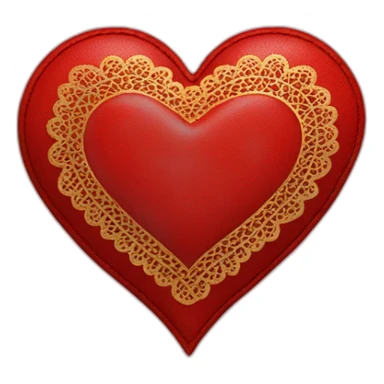 Red leather heart with gold lace border sticker