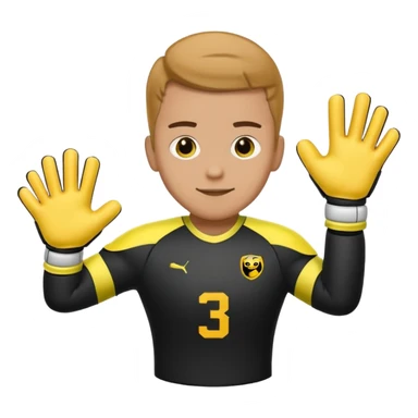 Football goalkeeper gloves with man goalkeeper and small emoji sticker
