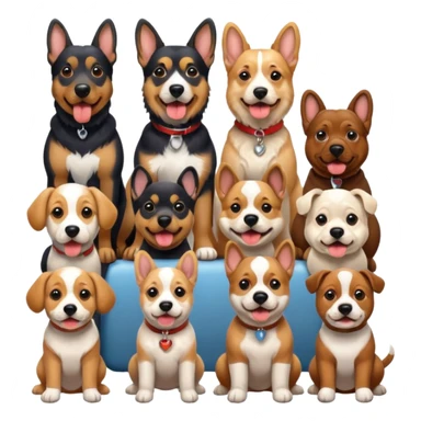 1 german shephard, 1 bulldog, 1 poodle, 1 husky, 1 dachshund sticker
