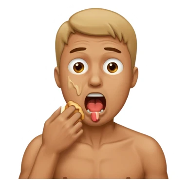 man in distress with mouth open chocking himself sticker