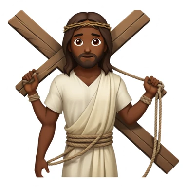Dark skin Jesus christ  injured in ropes carries cross sticker