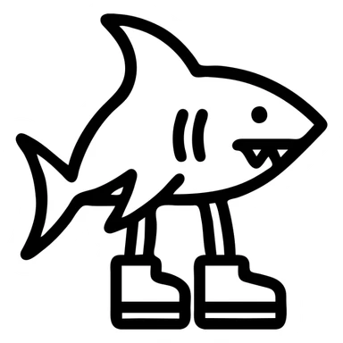 minimalist shark wearing shoes, simple and clean lines sticker