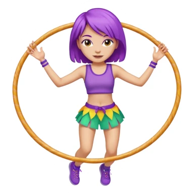 purple haired light skinned woman hula hooping sticker