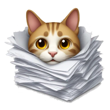 cat buried in paperwork sticker
