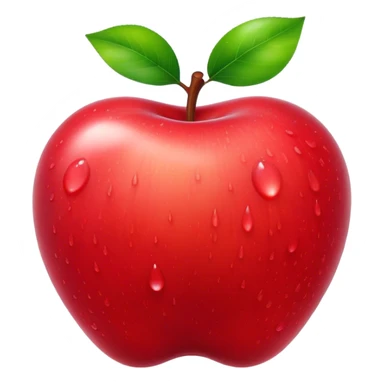 Cinematic Realistic Apple Emoji, Fresh and vibrant, with a crisp, red skin glistening with droplets of water. The smooth, shiny surface catches the light, while the green stem adds a natural touch. Soft glowing outline, capturing the essence of health, sweetness, and freshness in a crisp apple! sticker