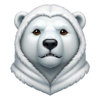 Cinematic Noble Polar Bear Portrait Emoji, Poised and regal, with a strong, muscular build cloaked in thick, snowy fur and piercing, determined eyes, Simplified yet sharp and sophisticated features, highly detailed, glowing with a soft, dignified polar glow, high shine, intelligent and majestic, stylized with an air of arctic authority, focused and commanding, soft glowing outline, capturing the essence of a watchful and confident guardian that feels as though it could step out of the screen with effortless authority! sticker