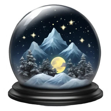 vintage black rococo night sky mountains snow globe sticker