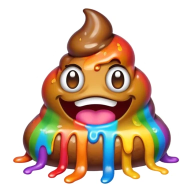 melted rainbow poop emoji monster sticker
