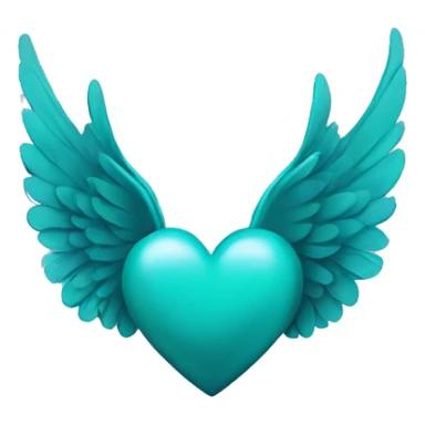 teal heart with wings sticker