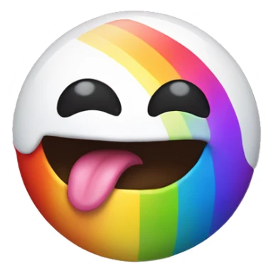 A rainbow-colored emoji sticking out its tongue sticker