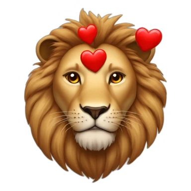 Lion face with huge red hearts in his eyes, he looks so much in love sticker
