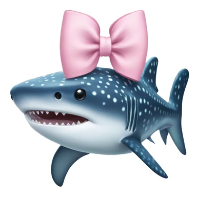 Whale shark with a pastel pink bow on head sticker