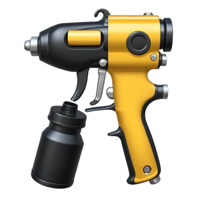 black and metal spray gun with clear attached sticker