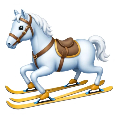 A snow horse made of snow with ski sticker