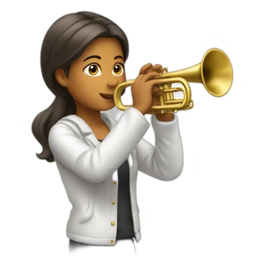 A girl playing white trumpet sticker