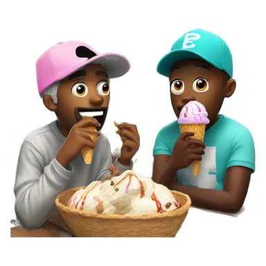 Frank ocean and Tyler the creator eating ice cream while playing Fortnite  sticker