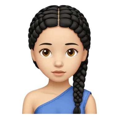 Girl with black braid  on one shoulder that is plain at the head sticker