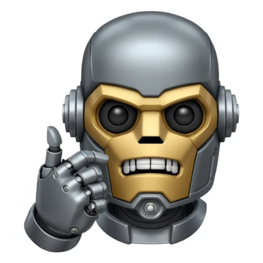 create an emoji with blitzcrank  (the league of legends champion)face in a sigma gigachad version that does the pose where u put ur index finger on top of your mouth to tell enemies to shut up or to signal that u mewing sticker