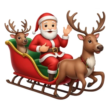 Santa in sleigh with 8 Reindeers sticker