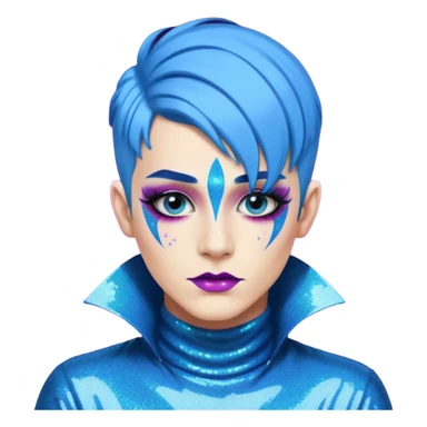 blue hair drag king fabulous makeup with glitter sticker