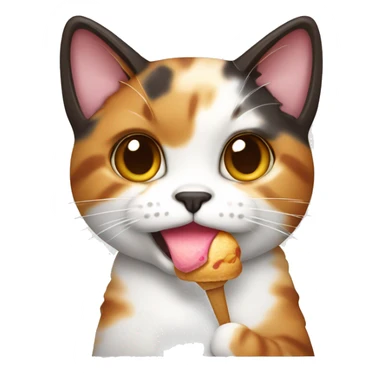 calico cat with icecream  sticker