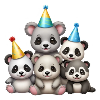 Koala’s birthday party with panda, baby seal and a puppy sticker